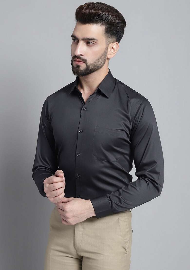 Olive Cotton Blend Shirt For Men - Indya