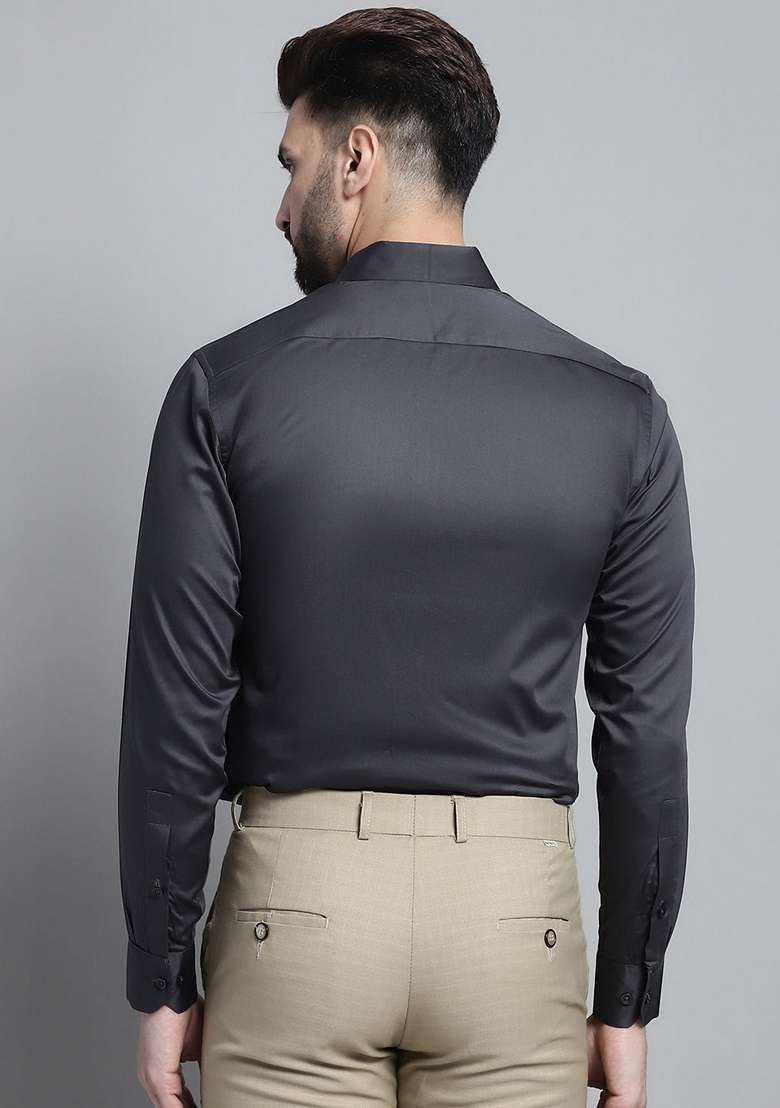 Olive Cotton Blend Shirt For Men - Indya