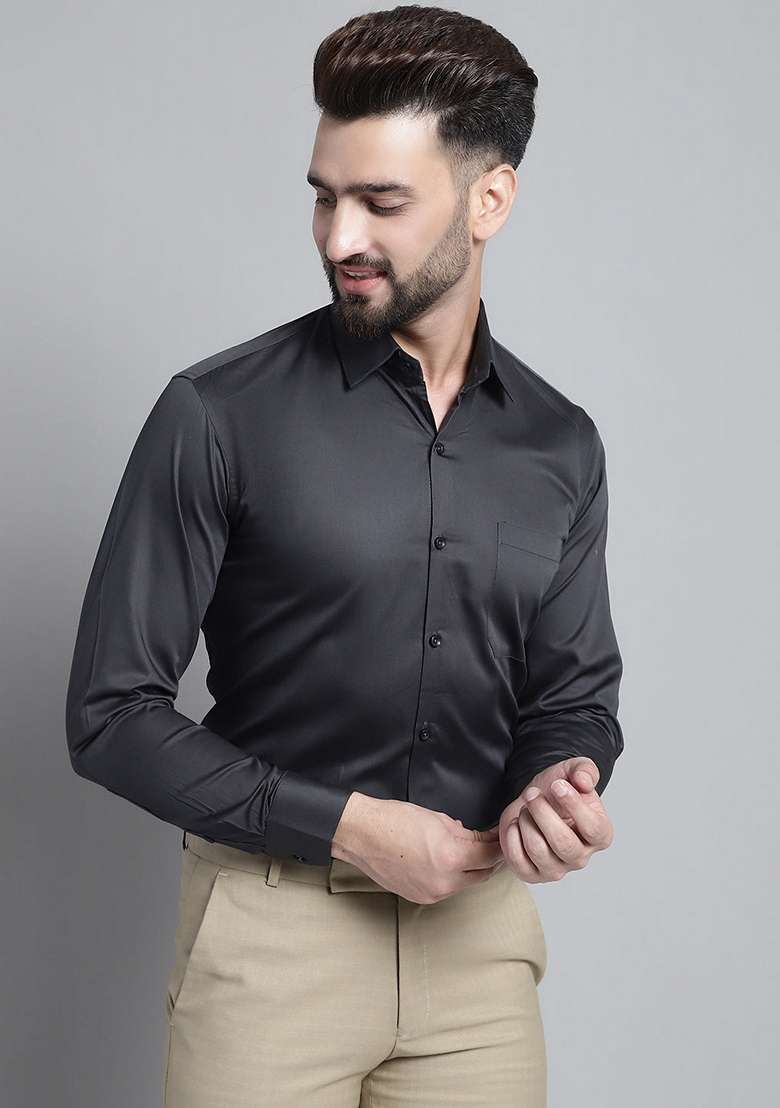 Olive Cotton Blend Shirt For Men - Indya