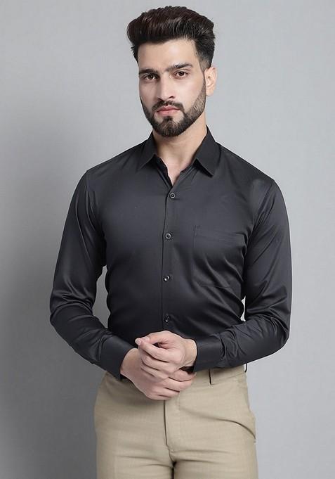 Olive Cotton Blend Shirt For Men