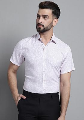 Purple Printed Viscose Shirt For Men