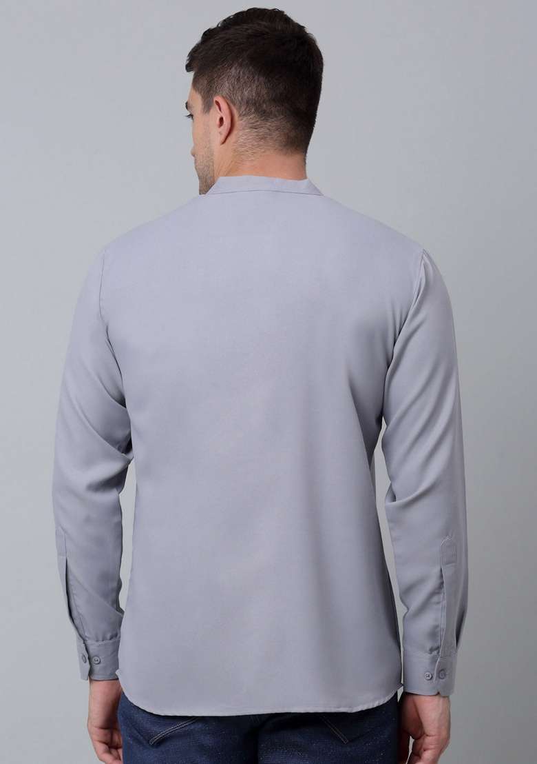 Grey Cotton Blend Kurta For Men - Indya