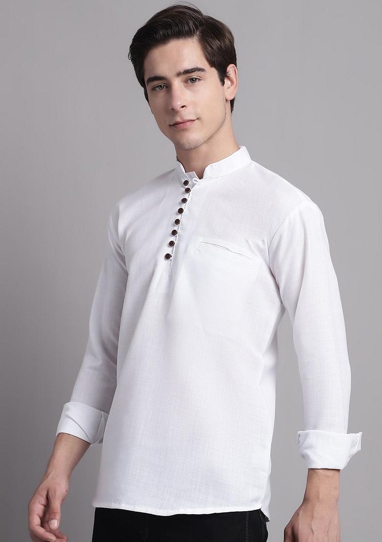 White Cotton Kurta For Men