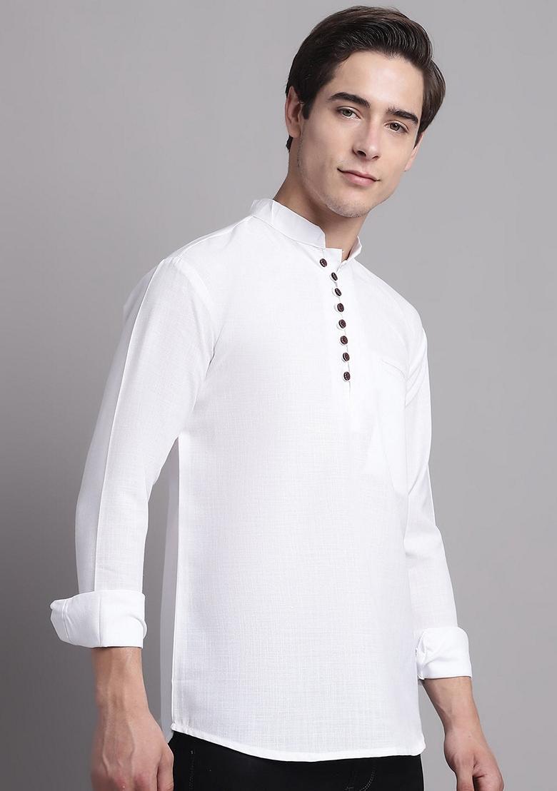 White Cotton Kurta For Men