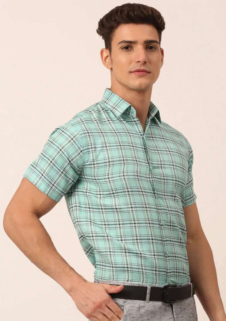 Green Printed Cotton Shirt For Men - Indya