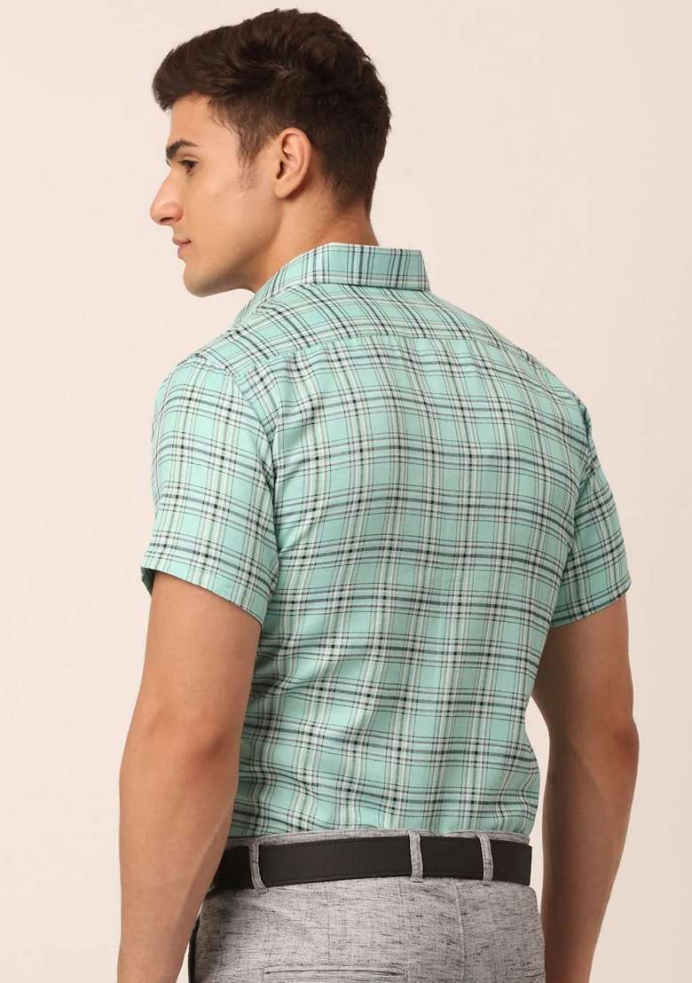 Green Printed Cotton Shirt For Men - Indya