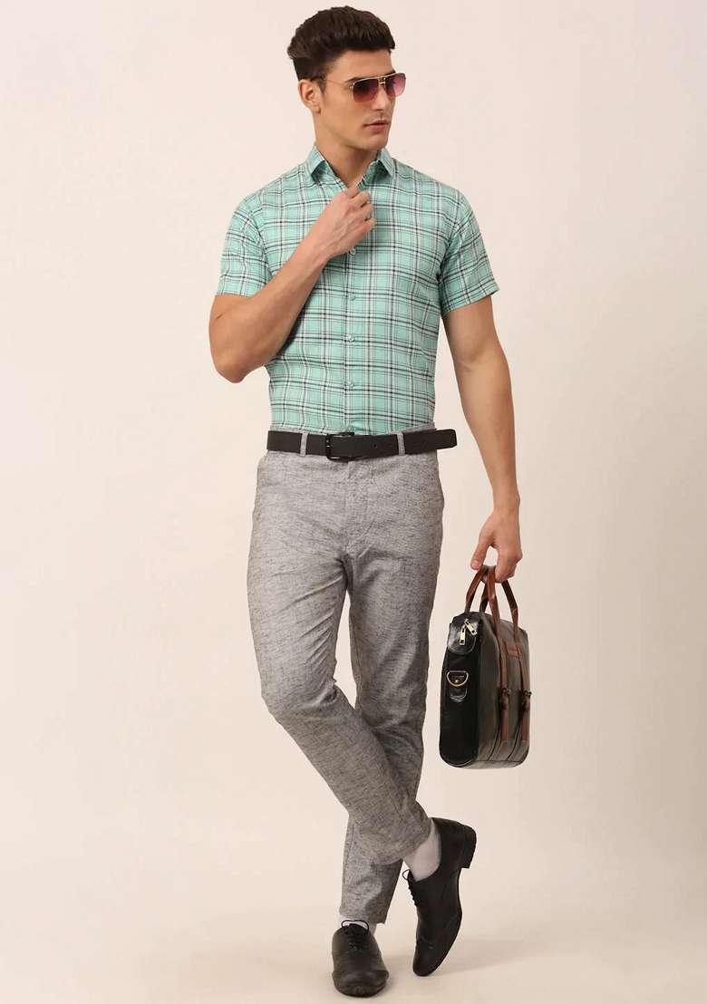 Green Printed Cotton Shirt For Men - Indya