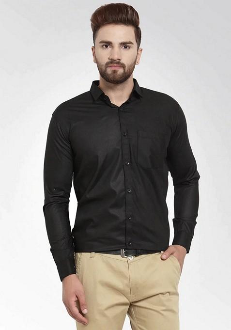 Black Cotton Shirt For Men