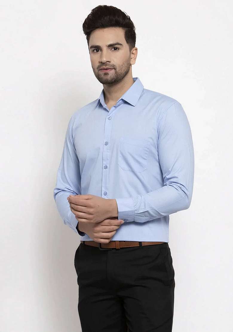 Turquoise Cotton Shirt For Men - Indya