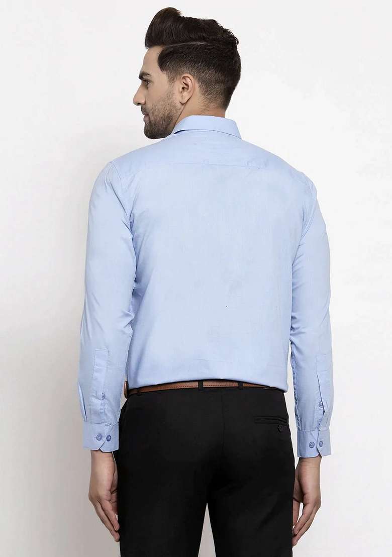 Turquoise Cotton Shirt For Men - Indya