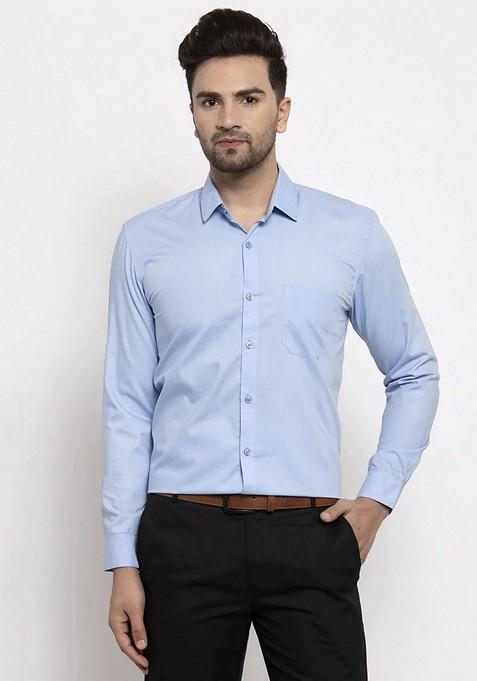 Turquoise Cotton Shirt For Men