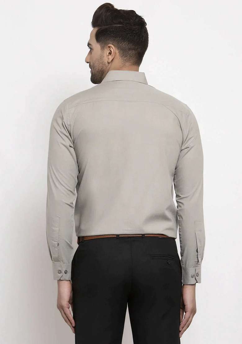 Grey Cotton Shirt For Men - Indya