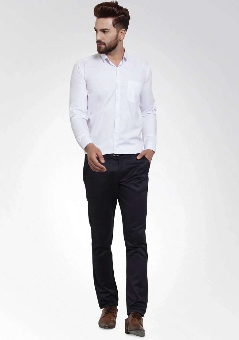 White Cotton Shirt For Men - Indya