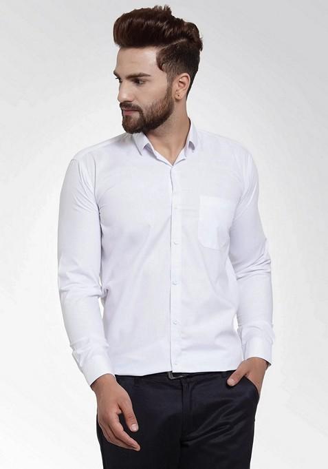 White Cotton Shirt For Men