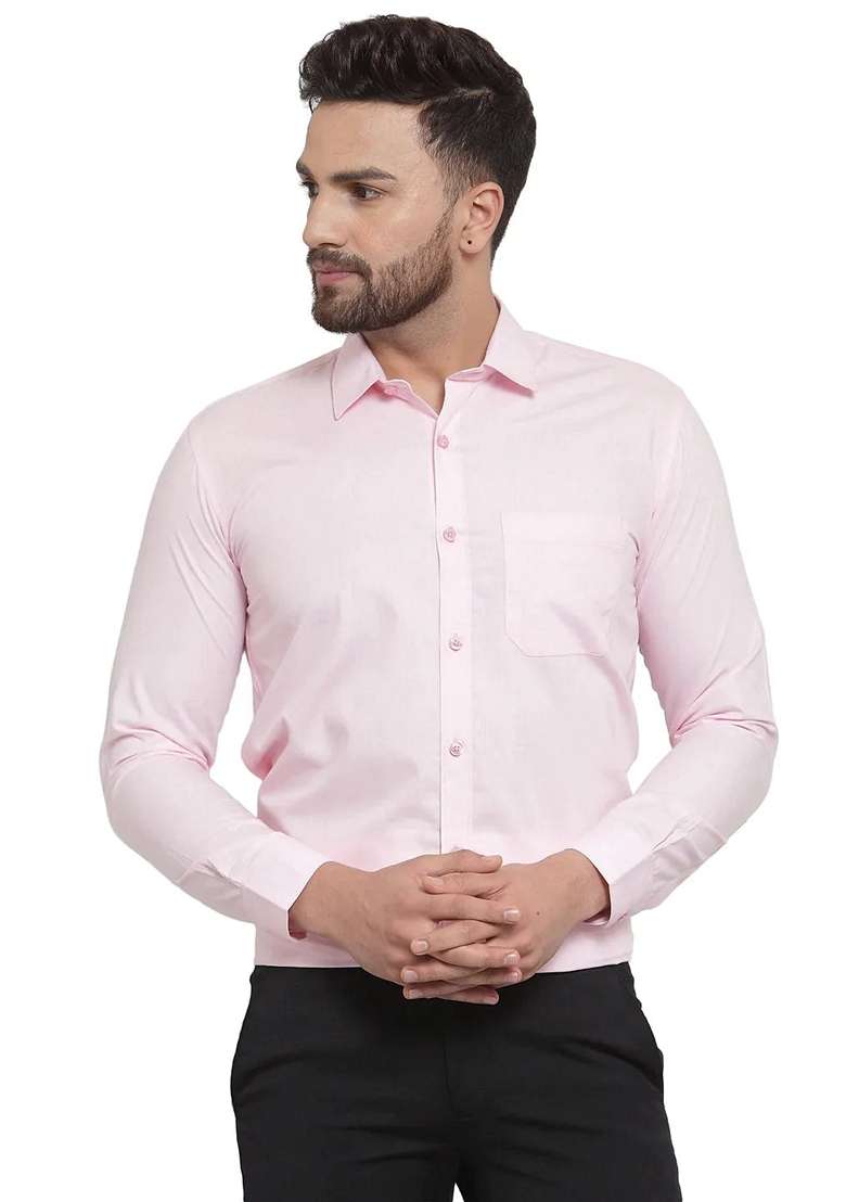 Pink Cotton Shirt For Men - Indya