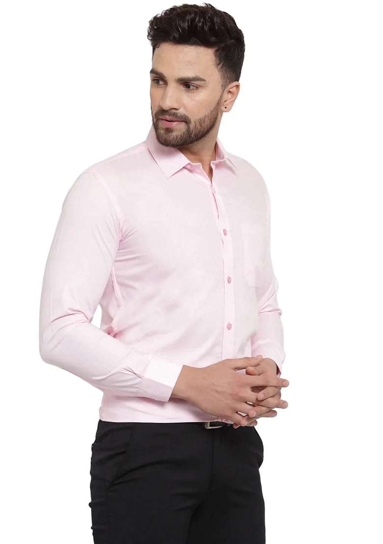 Pink Cotton Shirt For Men - Indya