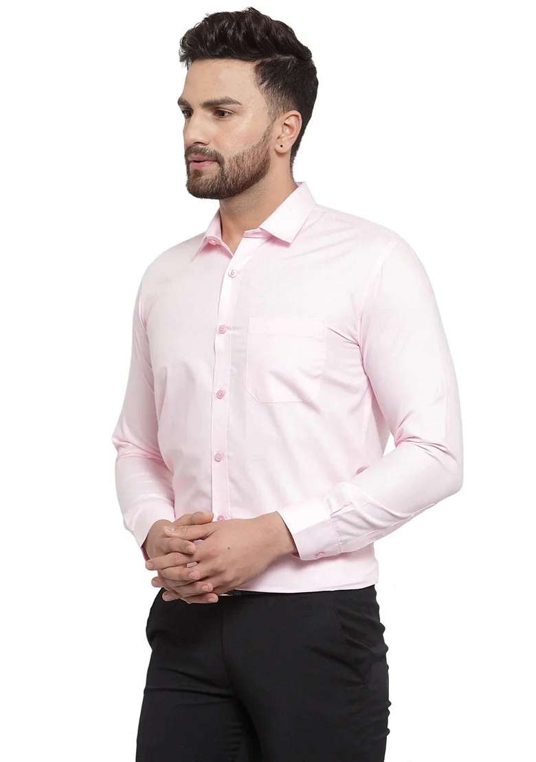 Pink Cotton Shirt For Men - Indya
