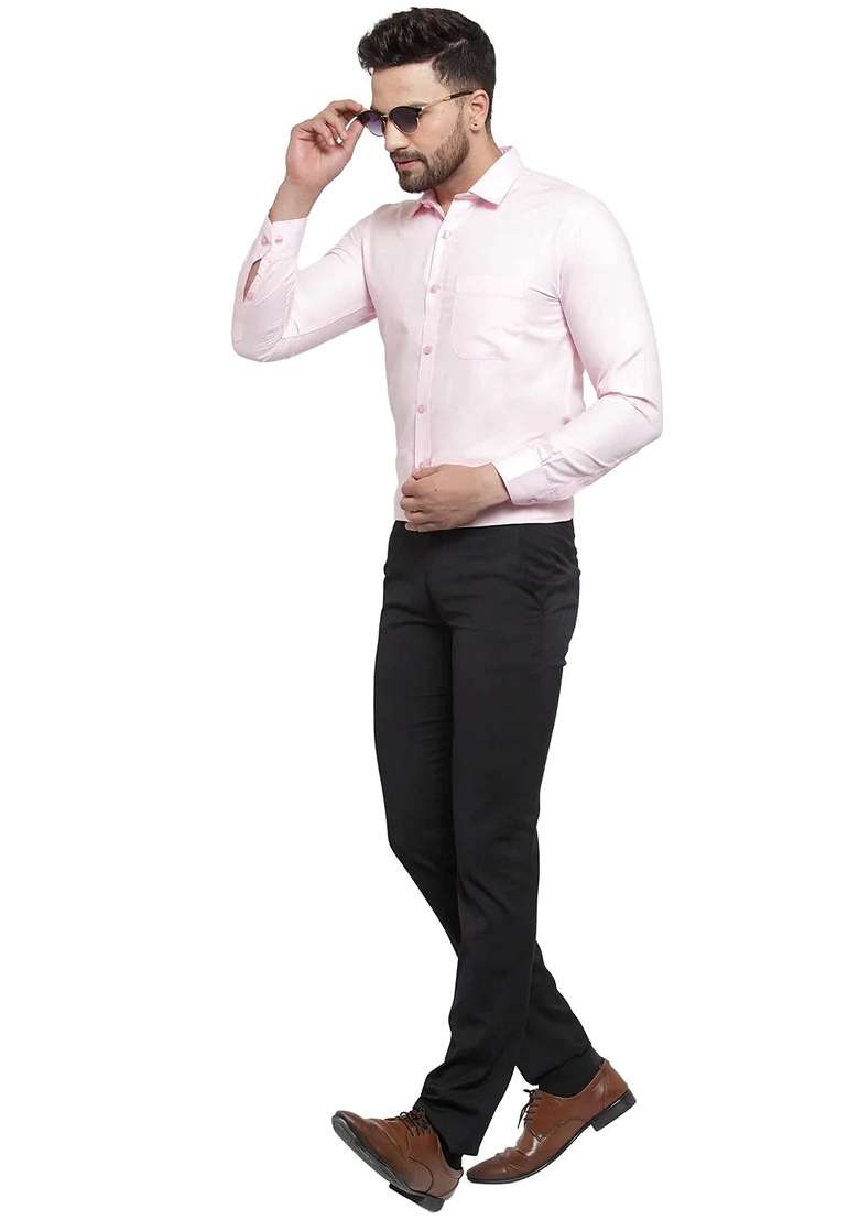 Pink Cotton Shirt For Men - Indya