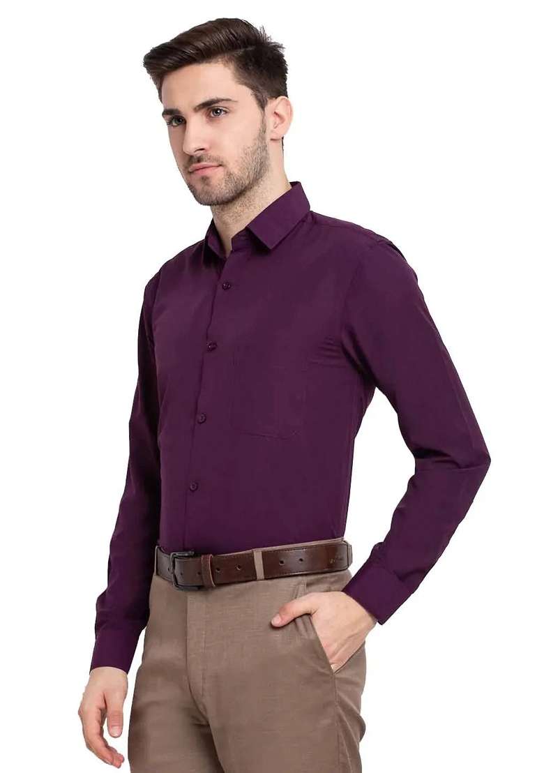Burgundy Cotton Shirt For Men - Indya