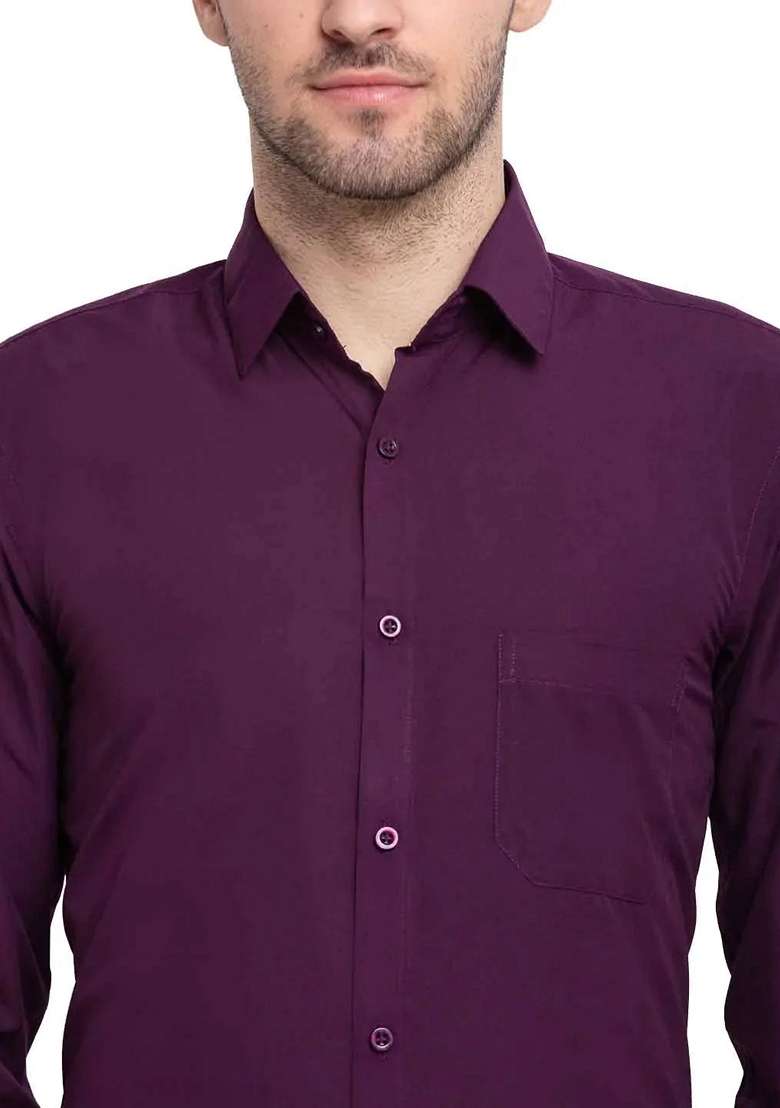 Burgundy Cotton Shirt For Men - Indya
