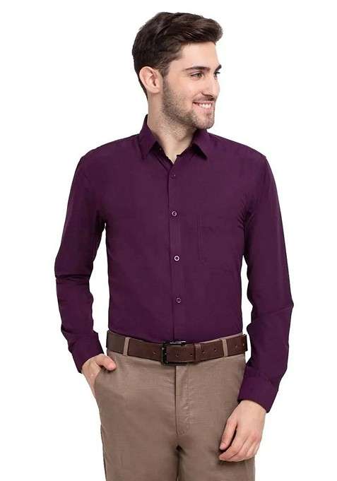 Burgundy Cotton Shirt For Men