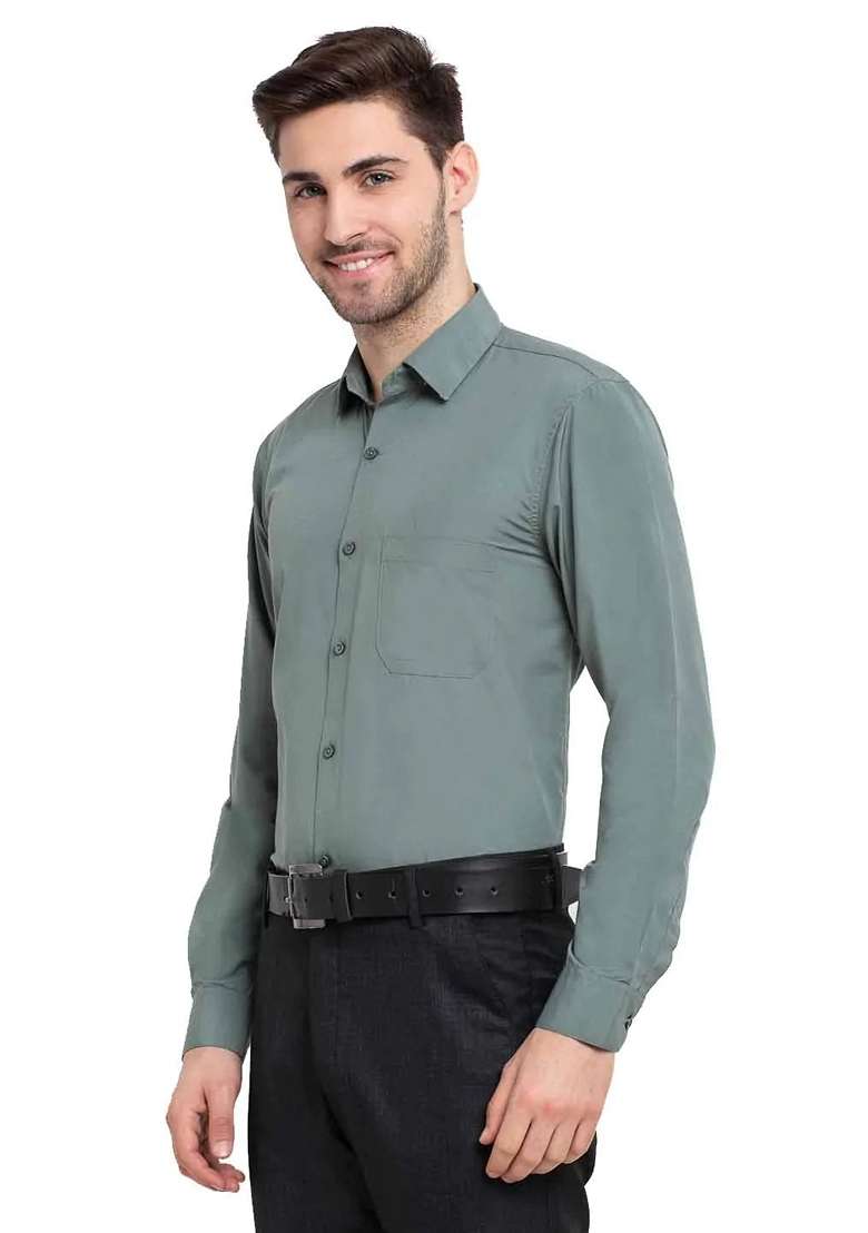 Pista Green Cotton Shirt For Men - Indya