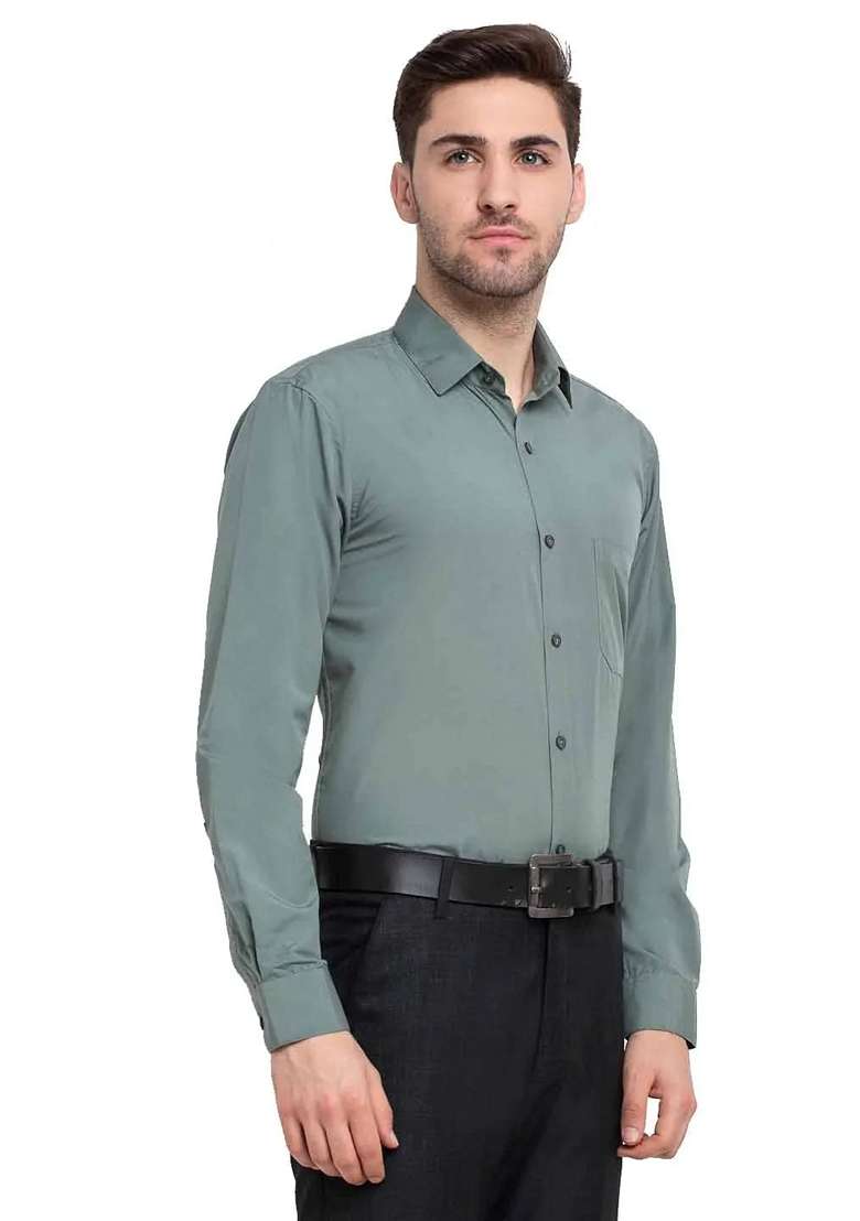 Pista Green Cotton Shirt For Men - Indya