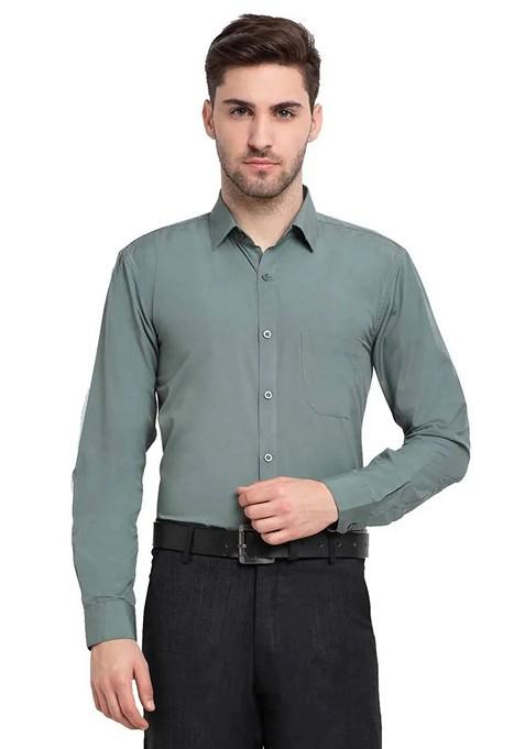 Pista Green Cotton Shirt For Men