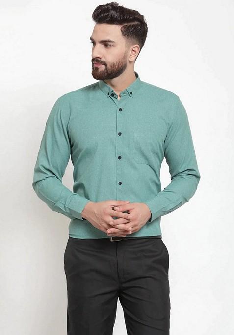 Green Cotton Shirt For Men