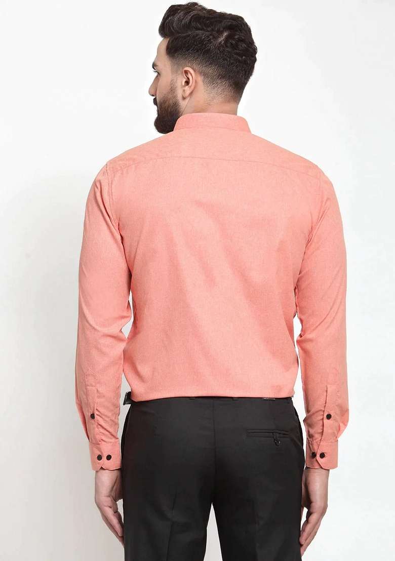 Peach Cotton Shirt For Men - Indya