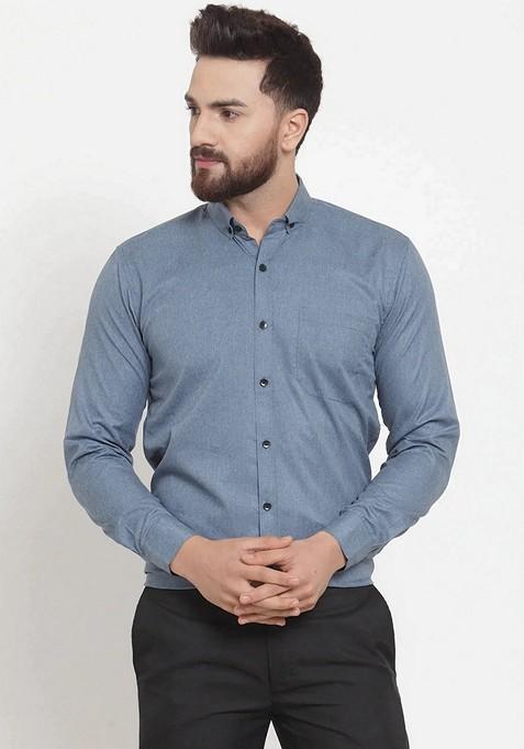 Grey Cotton Shirt For Men