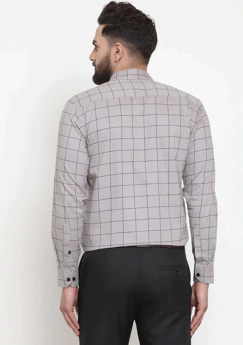 Grey Printed Cotton Shirt For Men - Indya