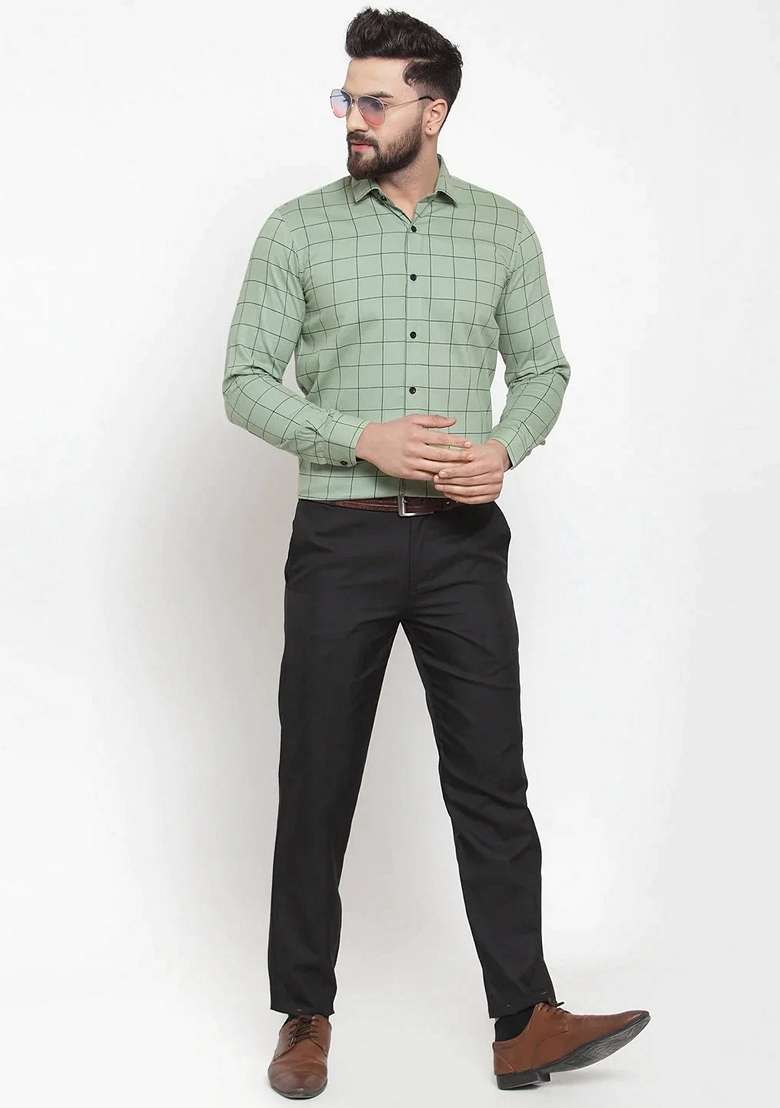 Pista Green Printed Cotton Shirt For Men - Indya