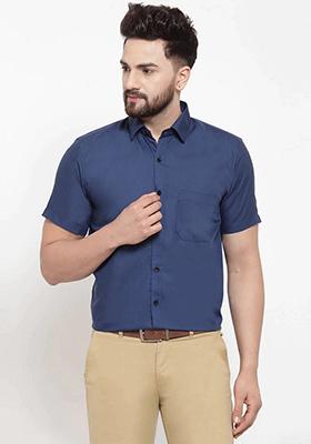 Blue Cotton Shirt For Men