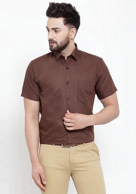 Brown Cotton Shirt For Men