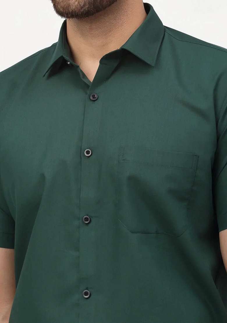 Olive Cotton Shirt For Men - Indya