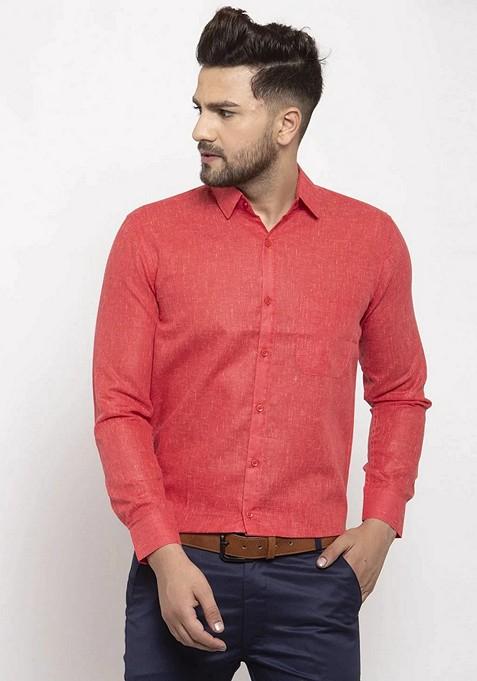 Red Cotton Shirt For Men