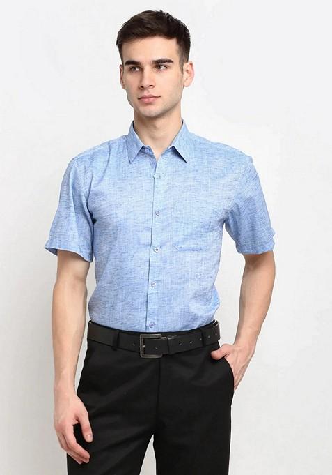 Blue Cotton Shirt For Men