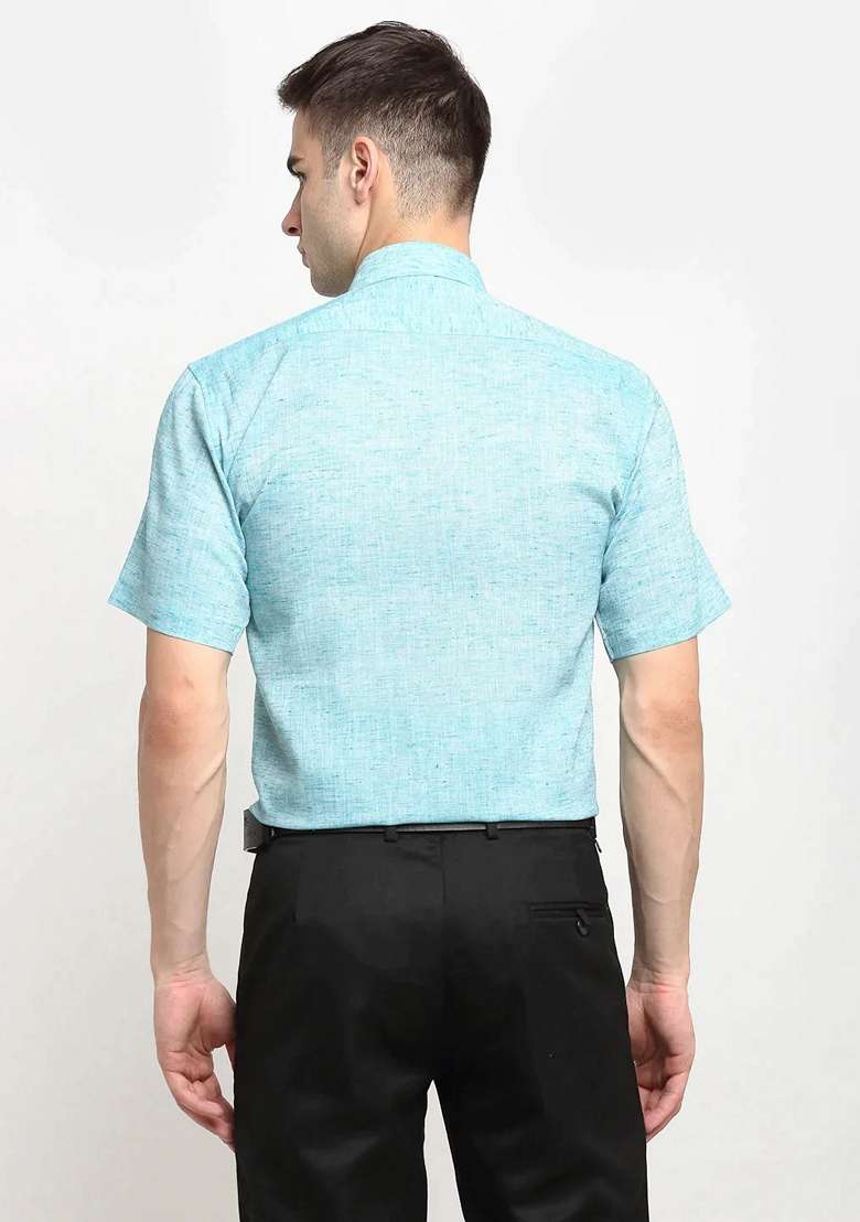 Green Cotton Shirt For Men - Indya