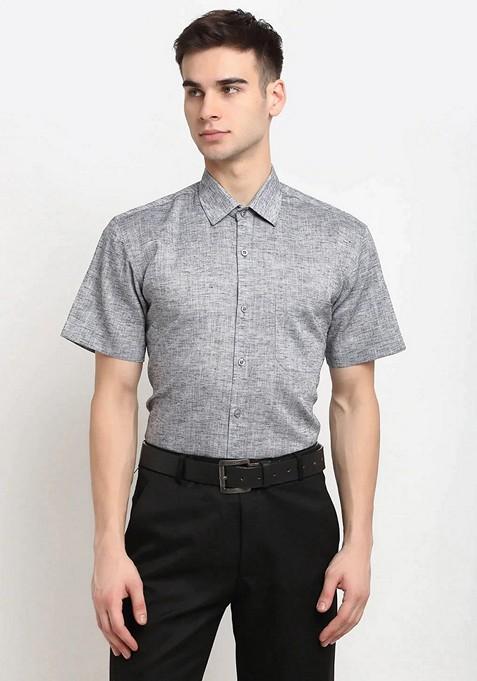 Grey Cotton Shirt For Men