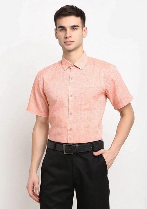 Orange Cotton Shirt For Men