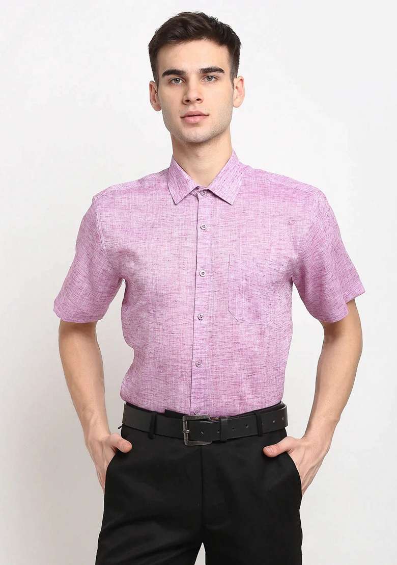 Purple Cotton Shirt For Men - Indya
