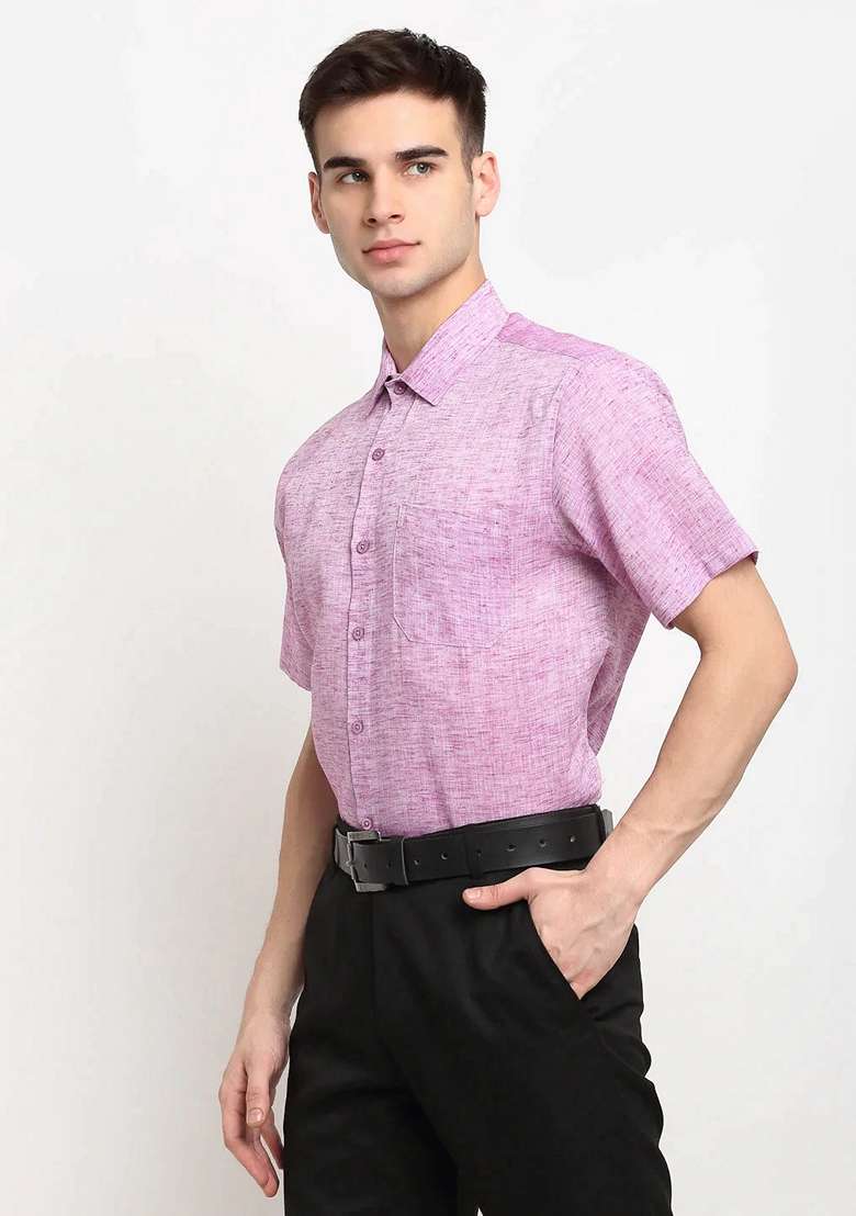 Purple Cotton Shirt For Men - Indya