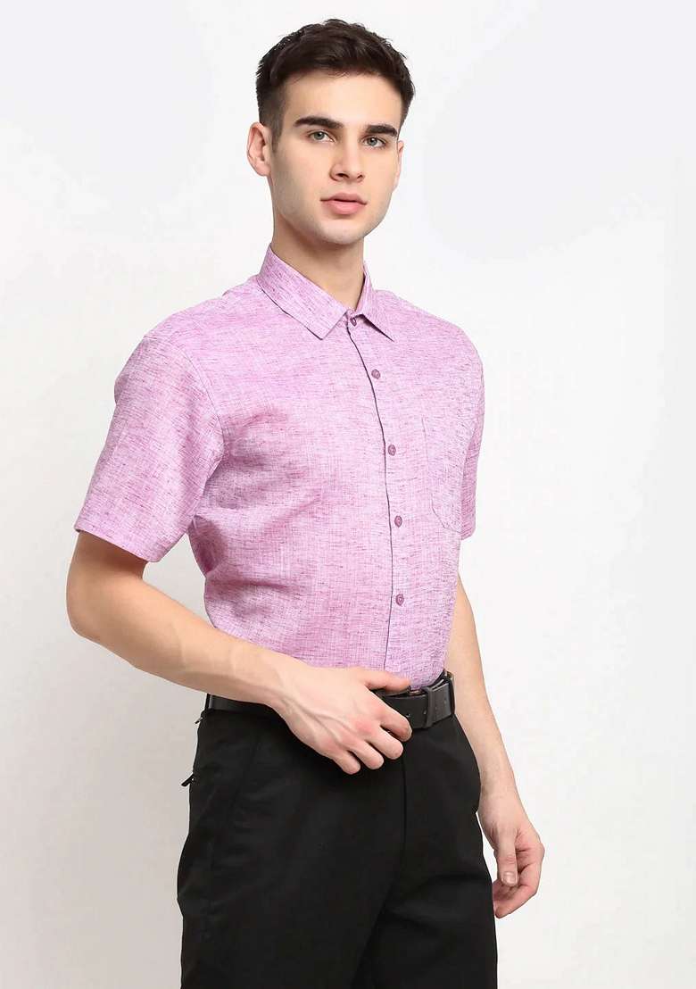 Purple Cotton Shirt For Men - Indya