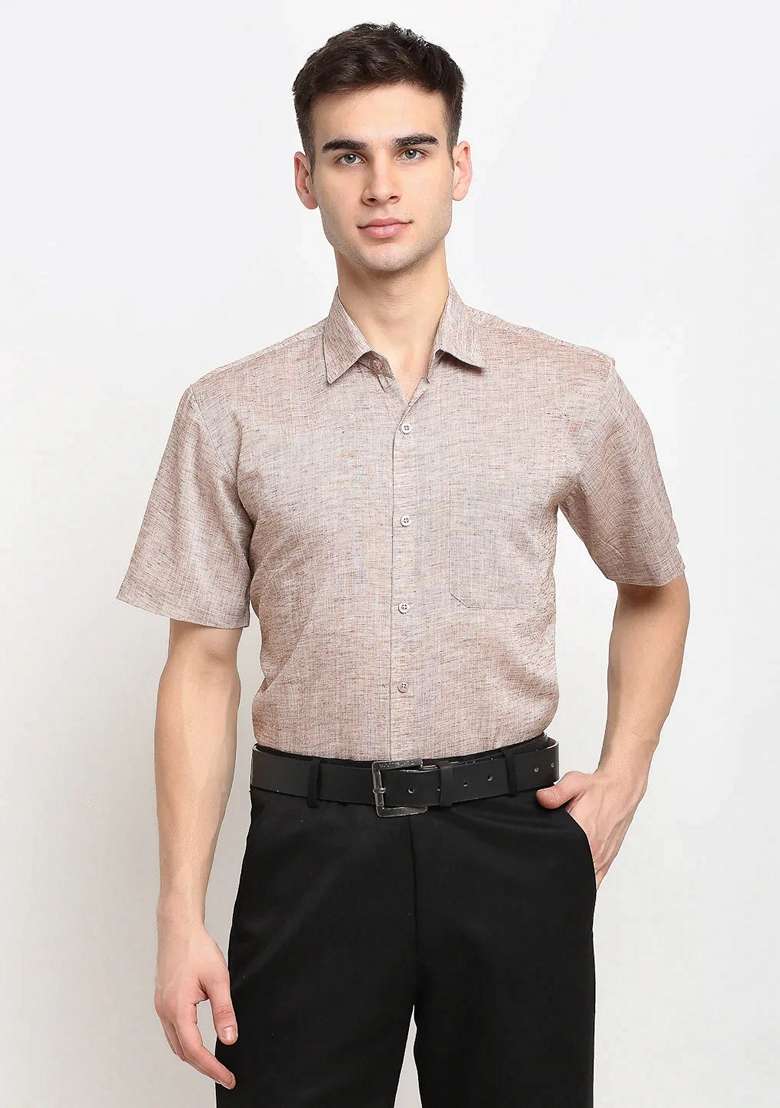 Rust Cotton Shirt For Men - Indya