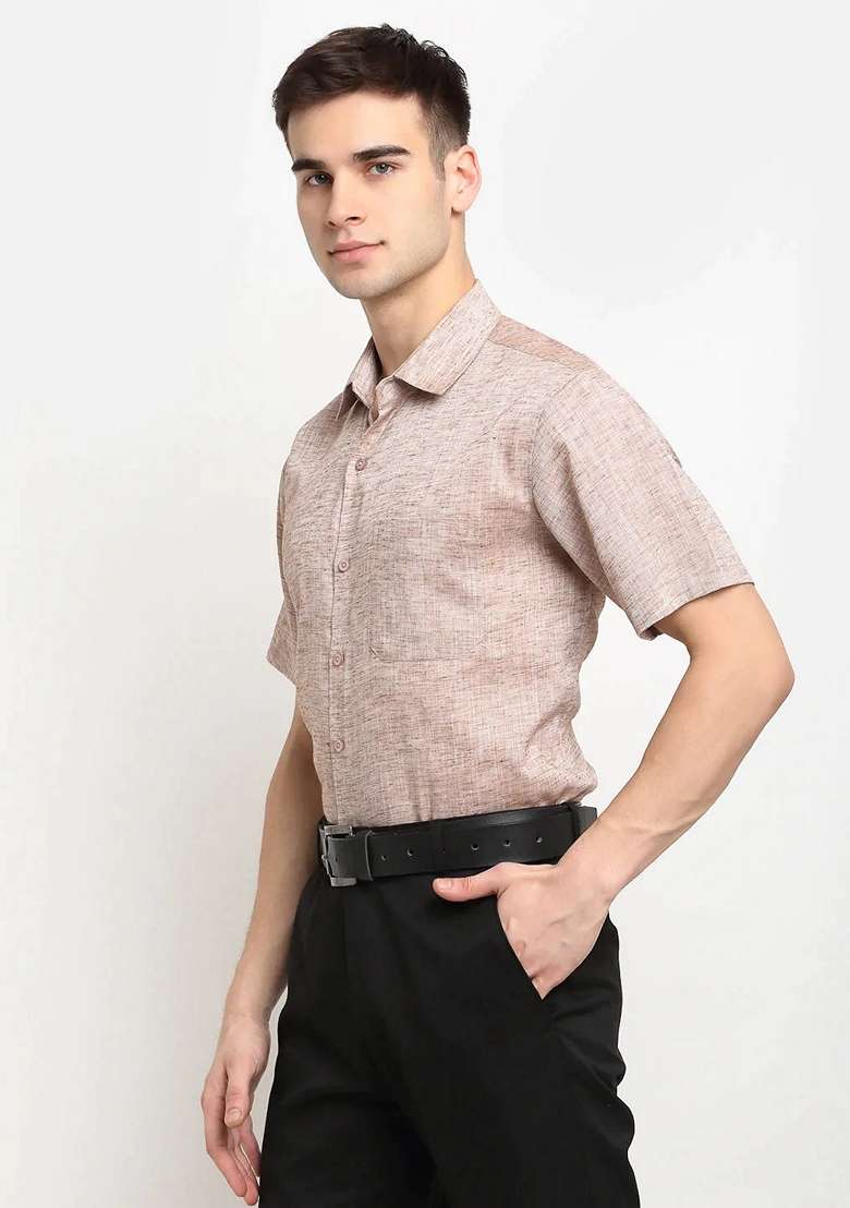 Rust Cotton Shirt For Men - Indya