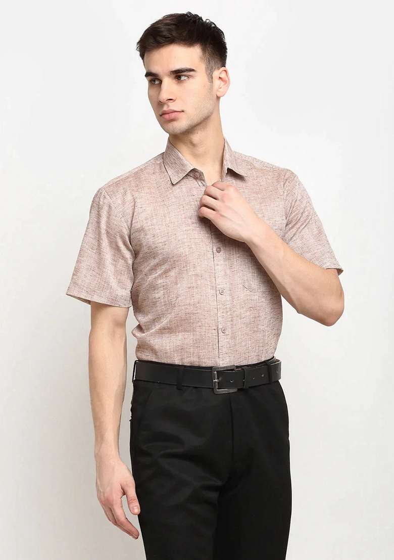 Rust Cotton Shirt For Men - Indya
