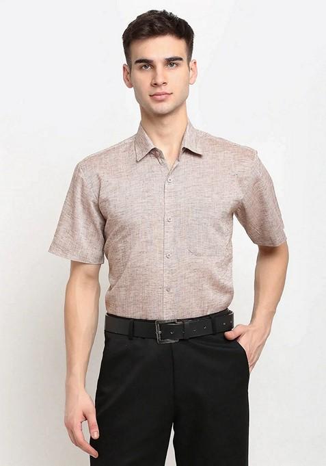 Rust Cotton Shirt For Men