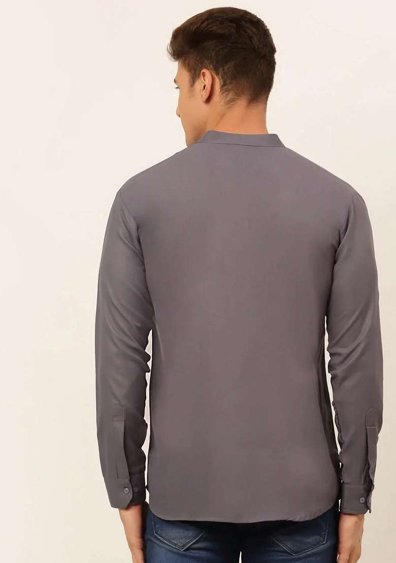 Grey Cotton Kurta For Men - Indya