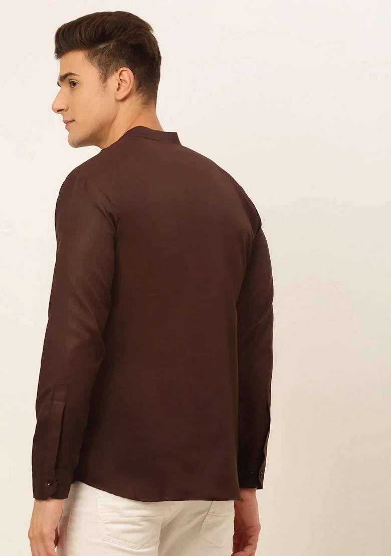 Brown Cotton Kurta For Men - Indya